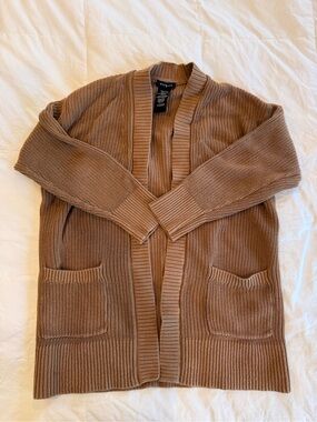 Women's Open-Front Longline Cardigan - Brown